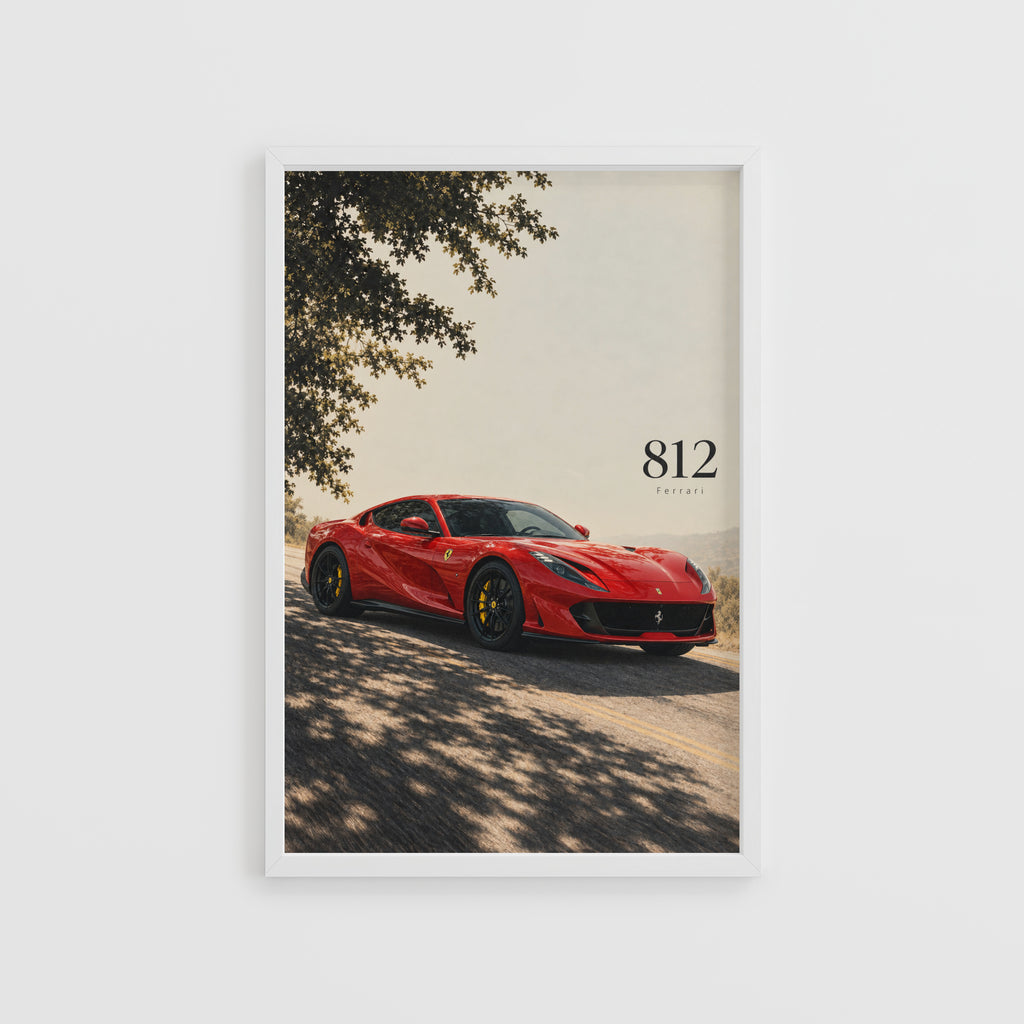 Vintage Ferrari 812 Print, Red Supercar Wall Art