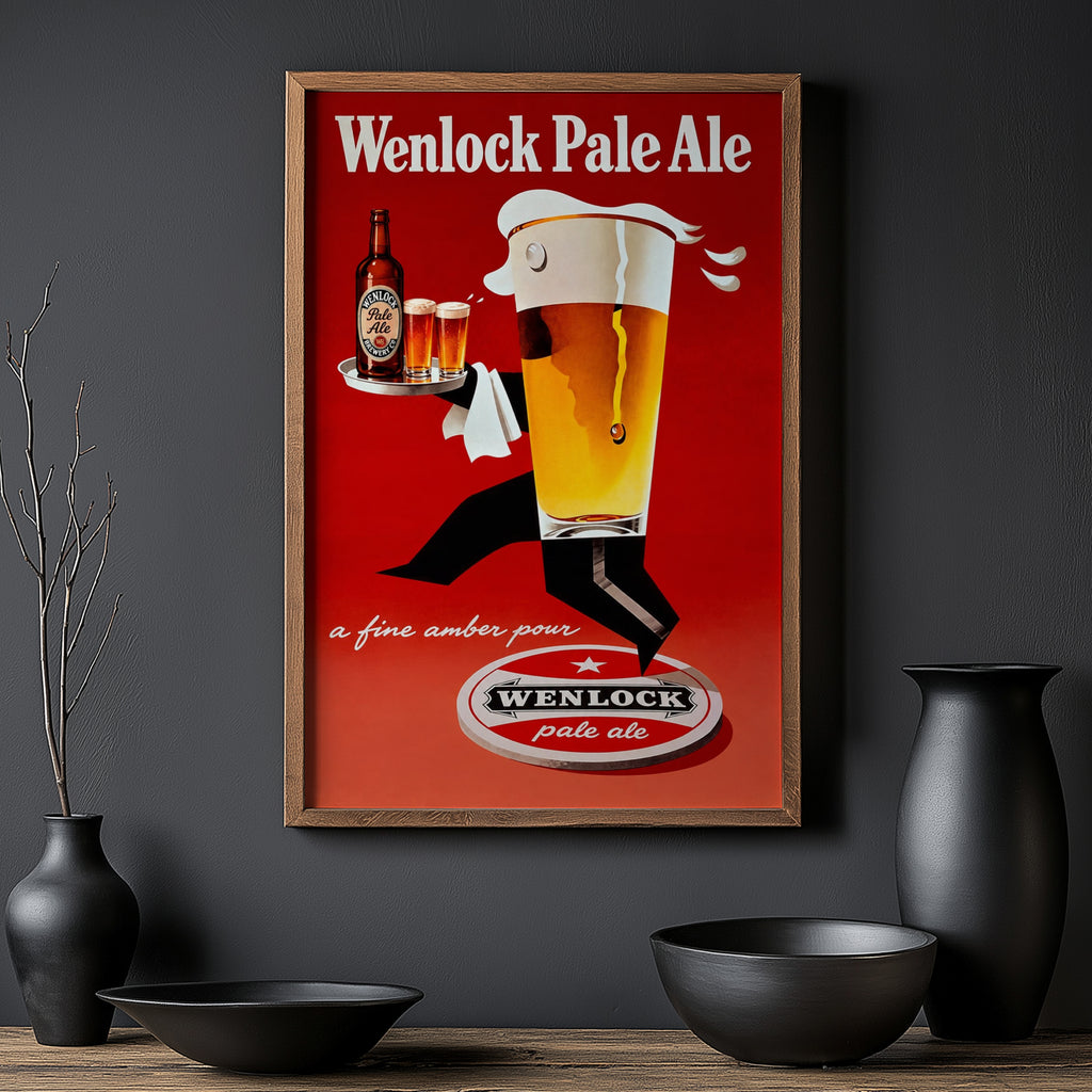 Vintage Wenlock Pale Ale Beer Print and Poster, Pub Art