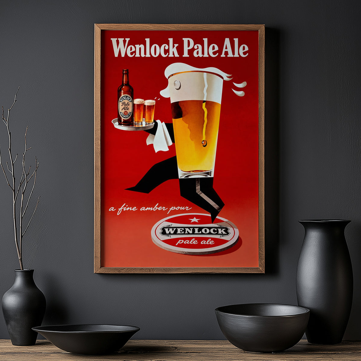 Vintage Wenlock Pale Ale Beer Print and Poster, Pub Art