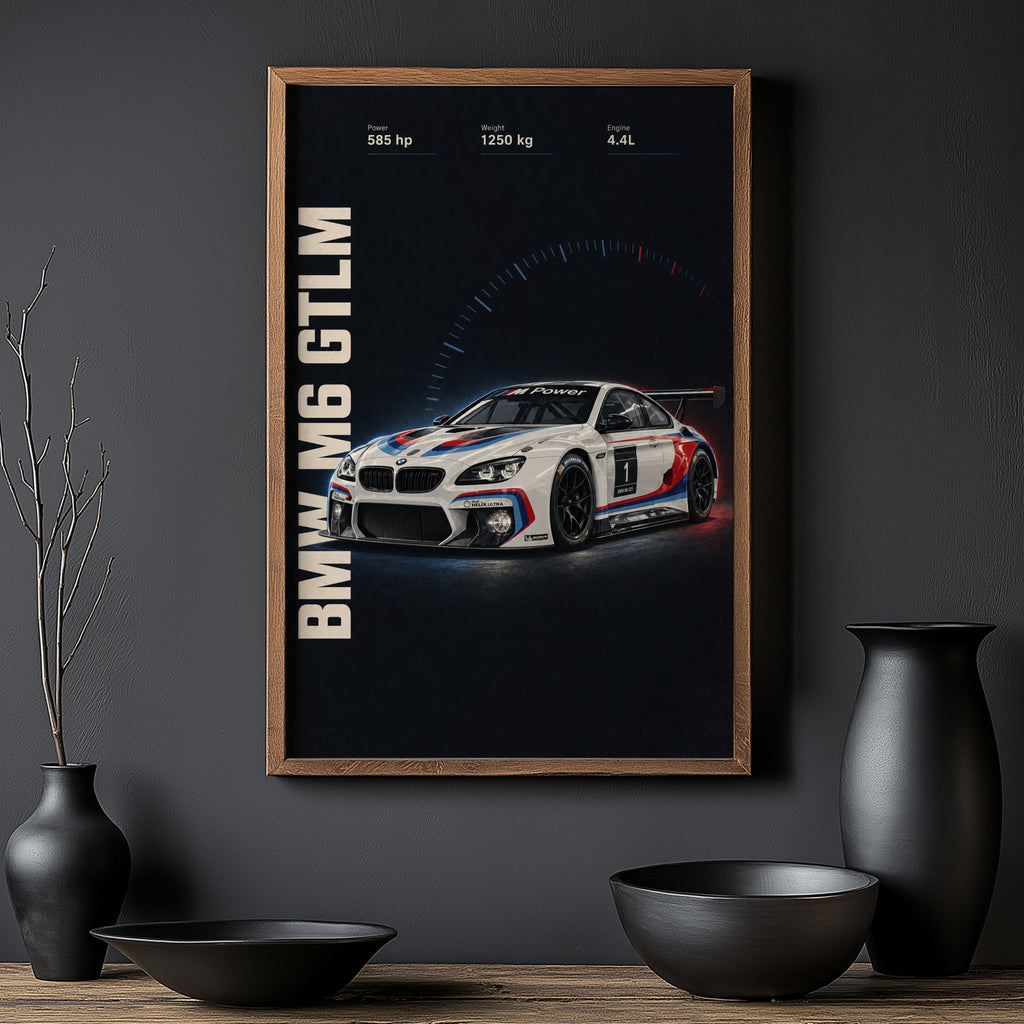 Vintage BMW M6 GTLM Race Car Print, Wall Art