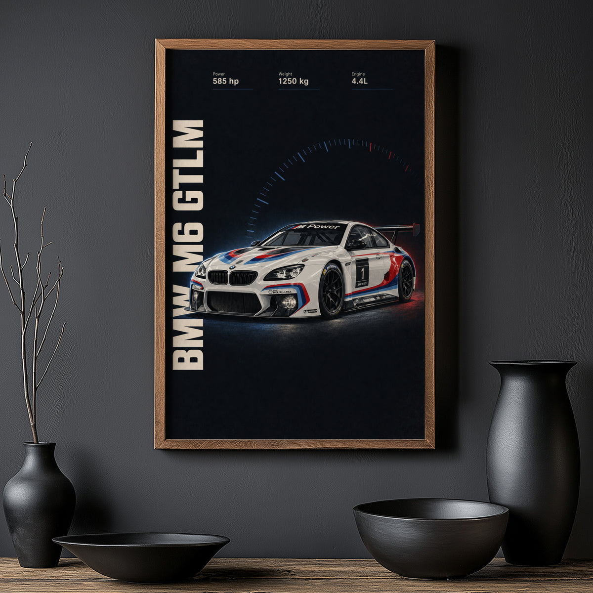 Vintage BMW M6 GTLM Race Car Print, Wall Art