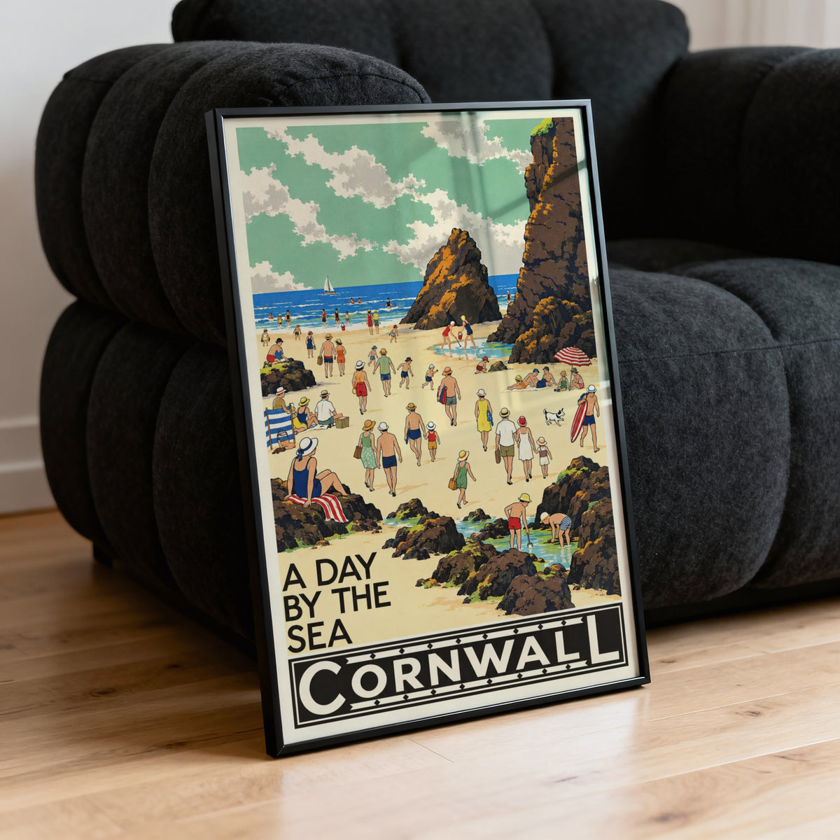Vintage Cornwall Beach Poster, Seaside Wall Art, Print