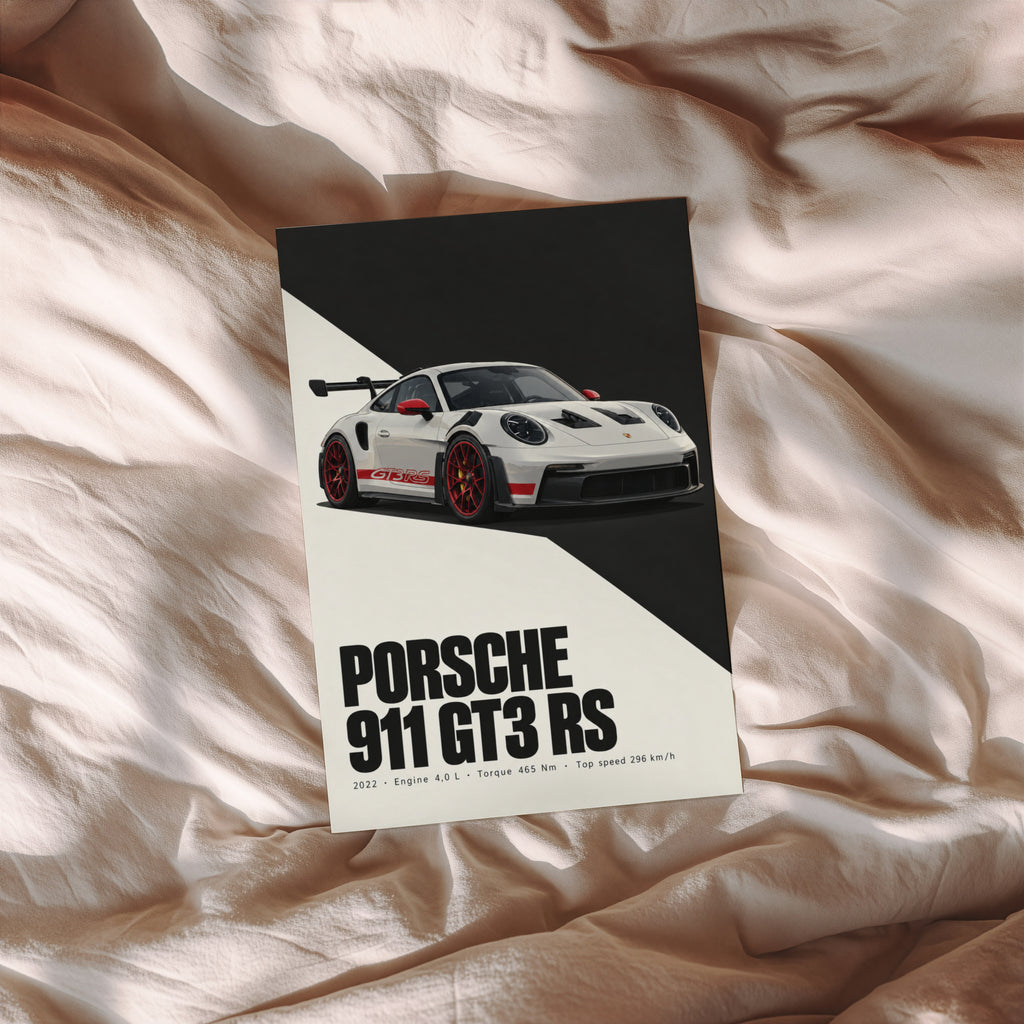 Vintage Porsche 911 GT3 RS Print, Car Wall Art