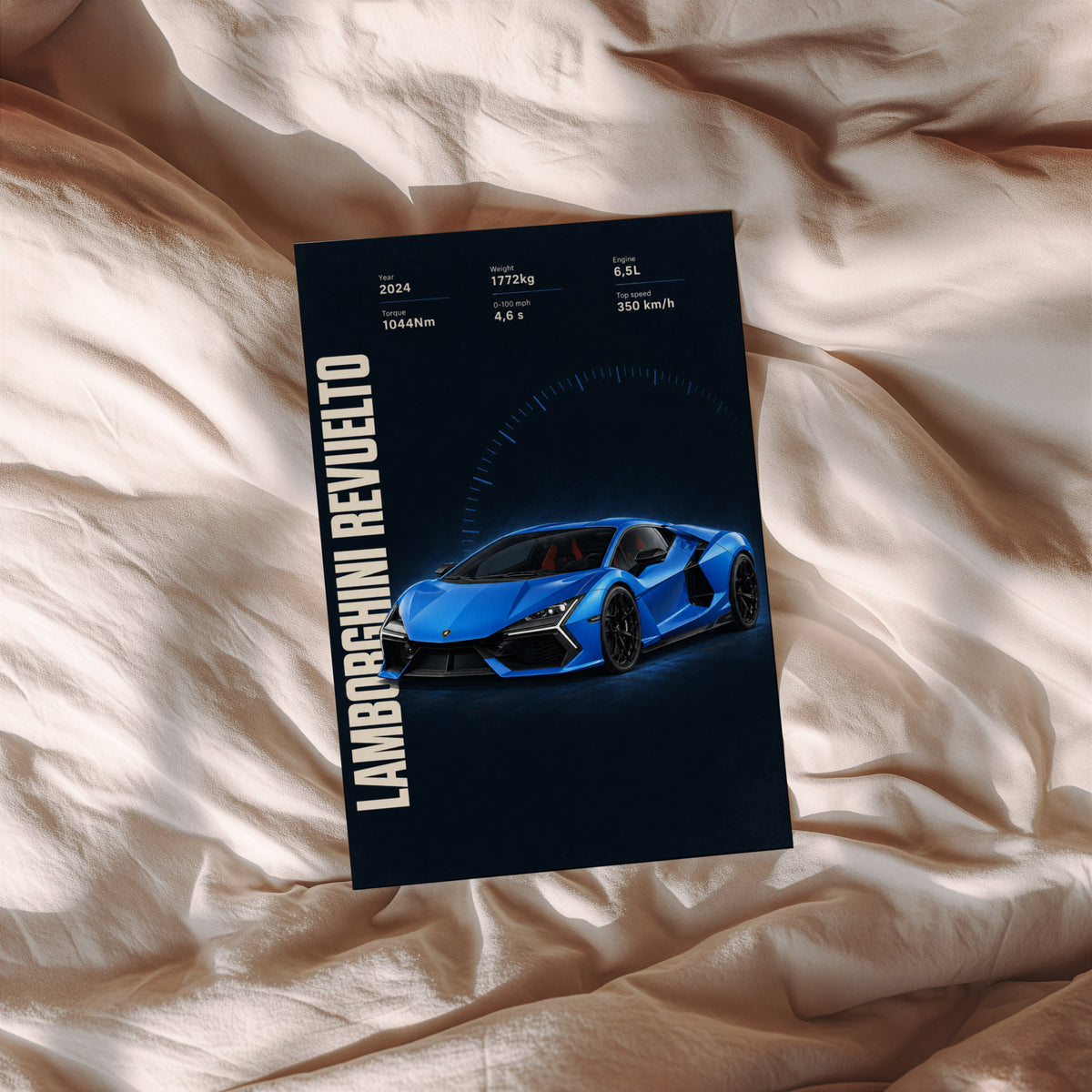 Vintage Lamborghini Revuelto Print, Supercar Wall Art