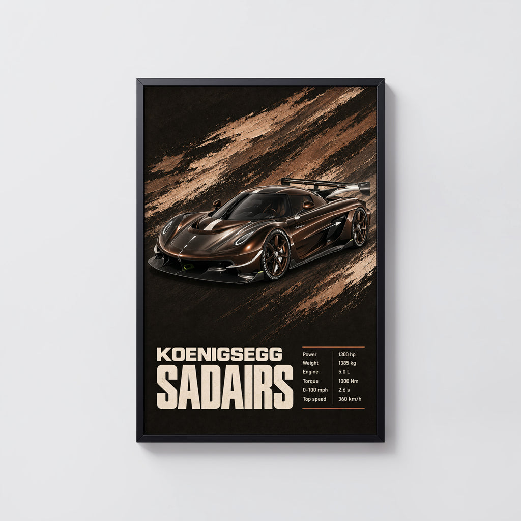 Vintage Koenigsegg Sadairs Print, Hypercar Wall Art
