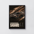 Vintage Koenigsegg Sadairs Print, Hypercar Wall Art