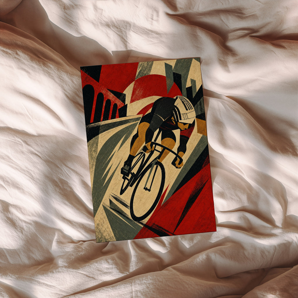Vintage Cyclist Poster, Art Deco Wall Art, Cycling Print