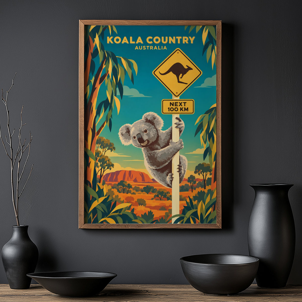 Vintage Koala Australia Poster, Outback Wall Art, Print