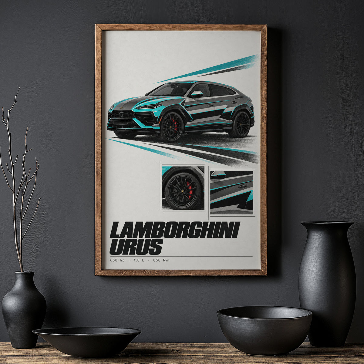 Vintage Lamborghini Urus Print, Car Wall Art