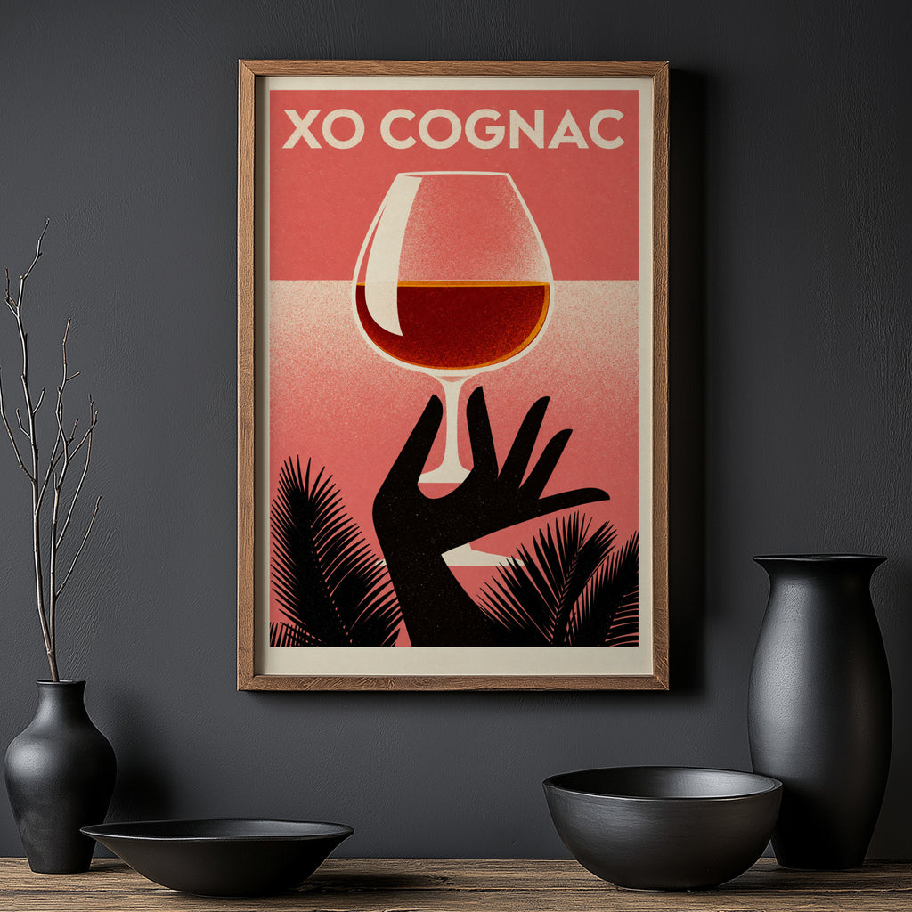 Vintage XO Cognac Print Poster, Retro Bar Wall Art