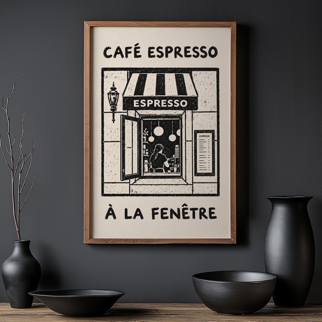 Vintage Cafe Espresso Print and Poster, French Wall Art