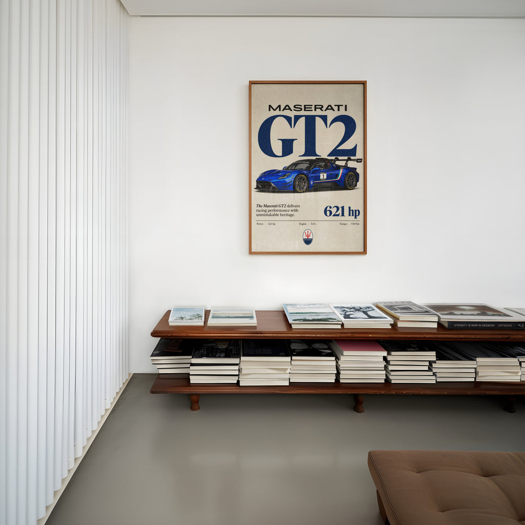 Vintage Maserati GT2 Print, Race Car Wall Art