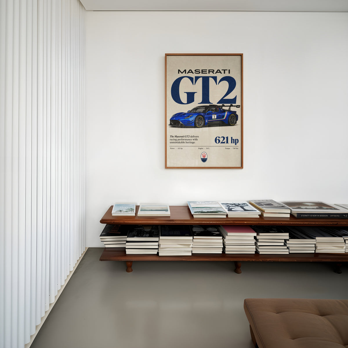 Vintage Maserati GT2 Print, Race Car Wall Art