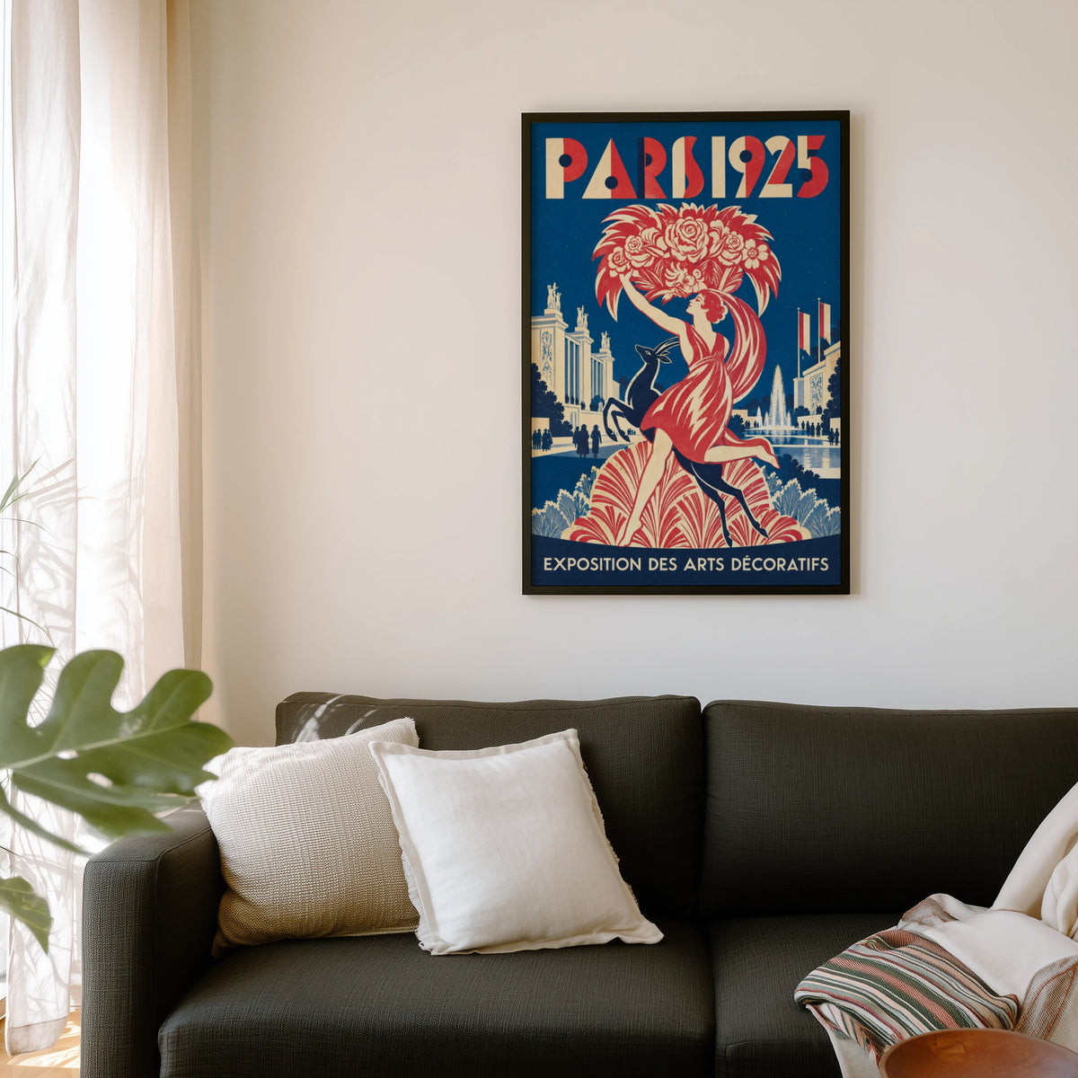 Vintage Paris 1925 Poster, Art Deco Wall Art, France Print