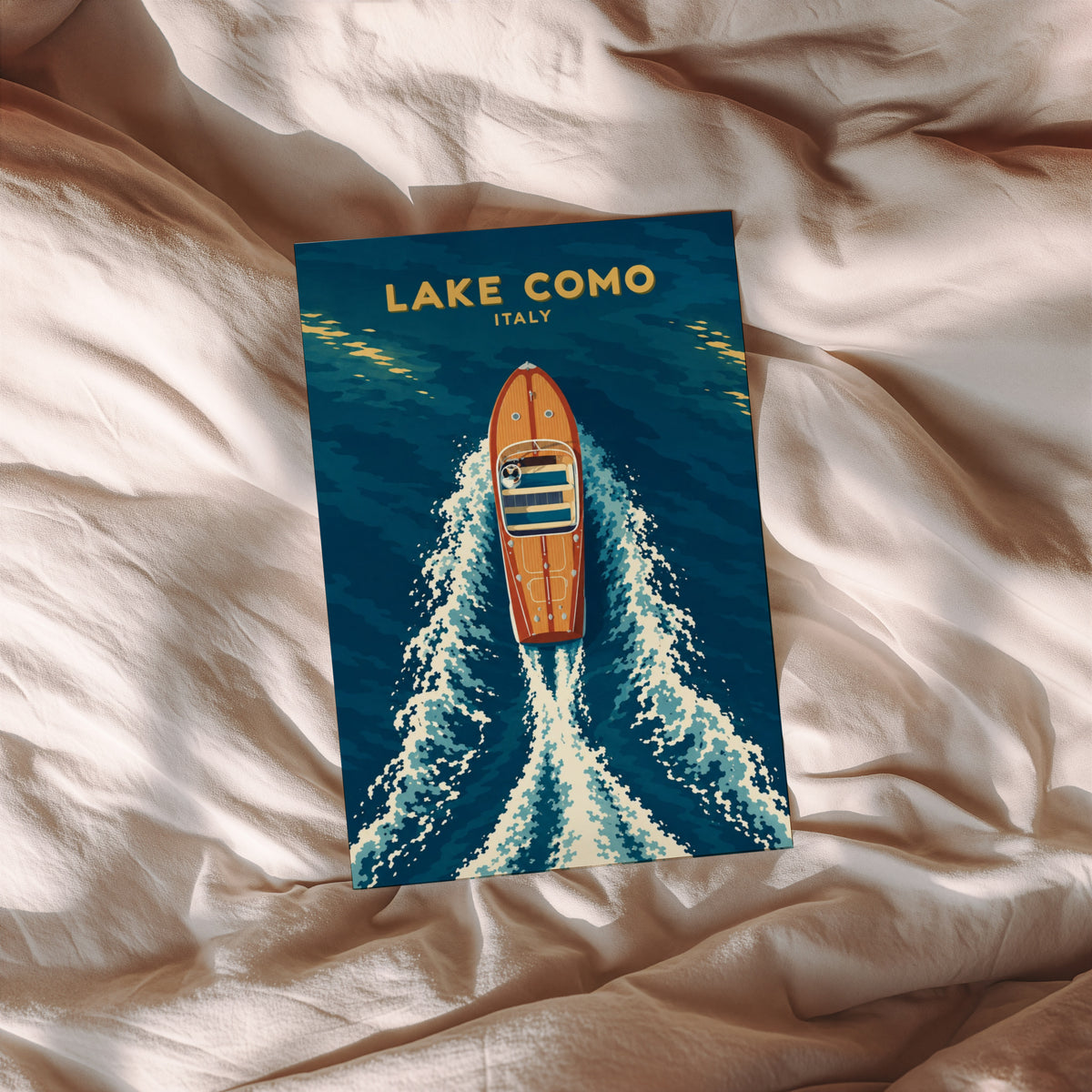 Vintage Lake Como Italy Poster, Boat Wall Art Print
