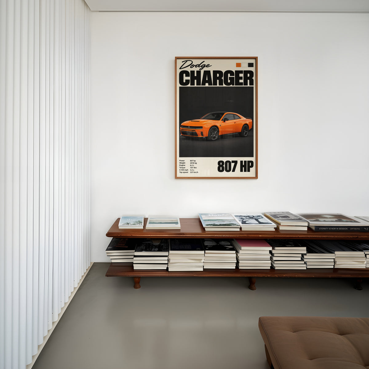 Vintage Dodge Charger Print, Muscle Car Wall Art