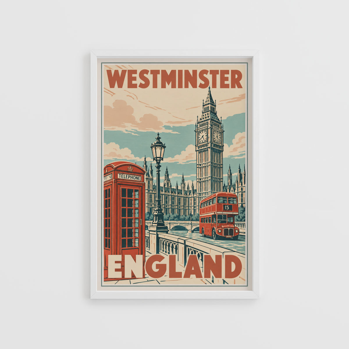 Vintage Westminster Poster, London England Wall Art Print