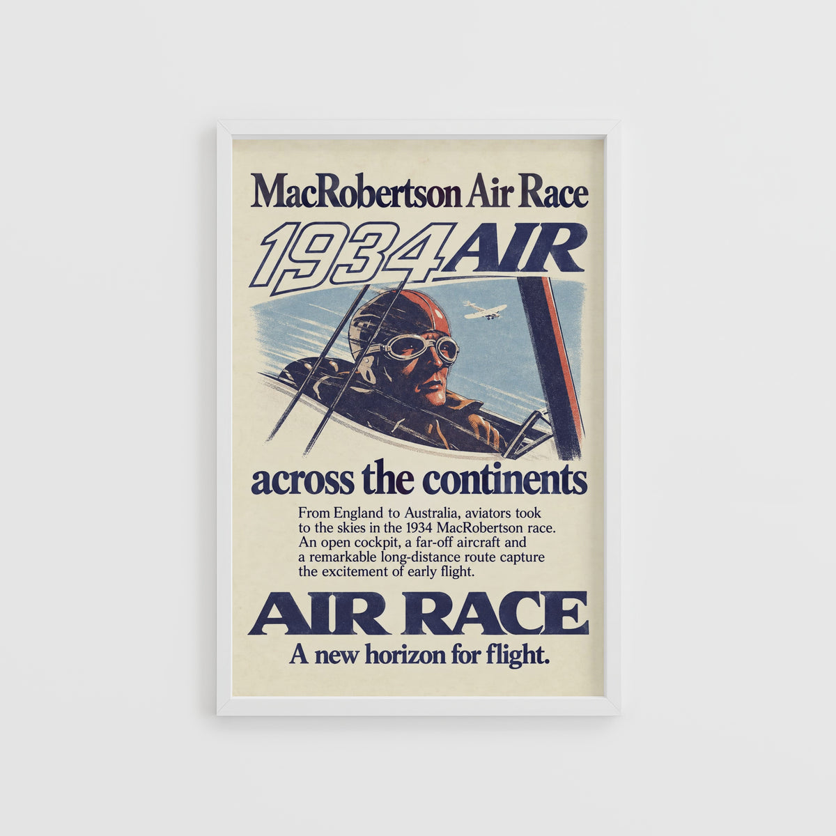 Vintage Aviator Poster, Air Race Wall Art, 1934 Print