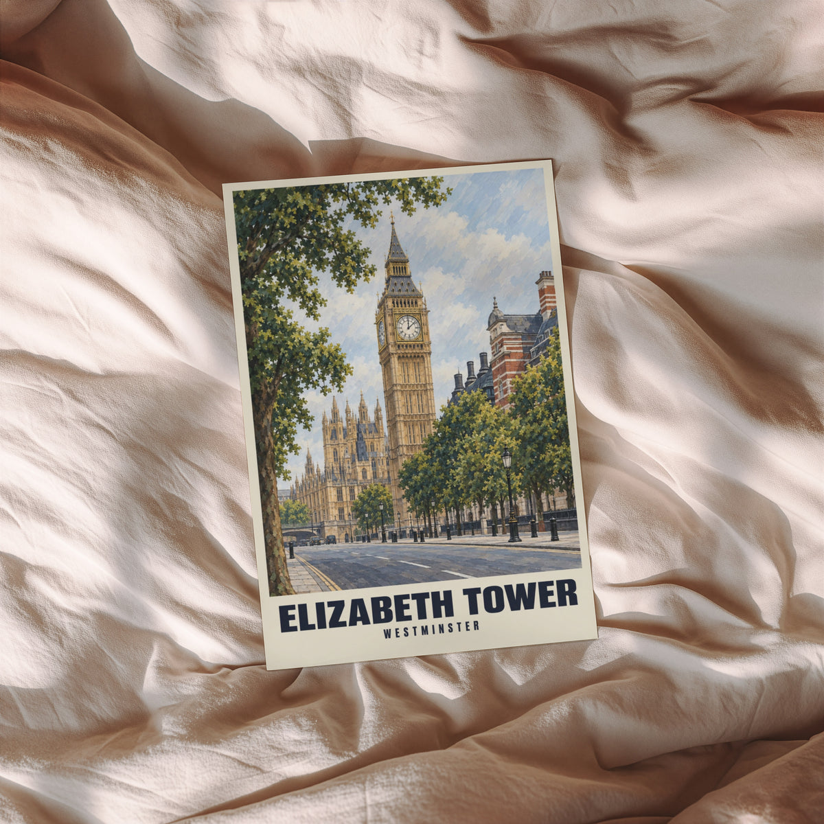 Vintage Elizabeth Tower Poster, London Wall Art Print