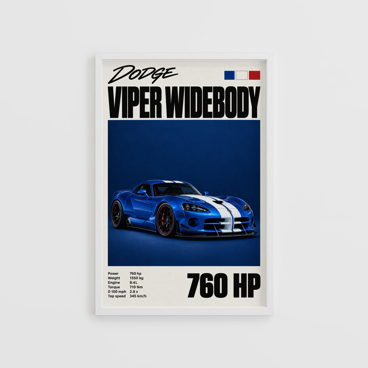 Vintage Dodge Viper Print, Car Wall Art