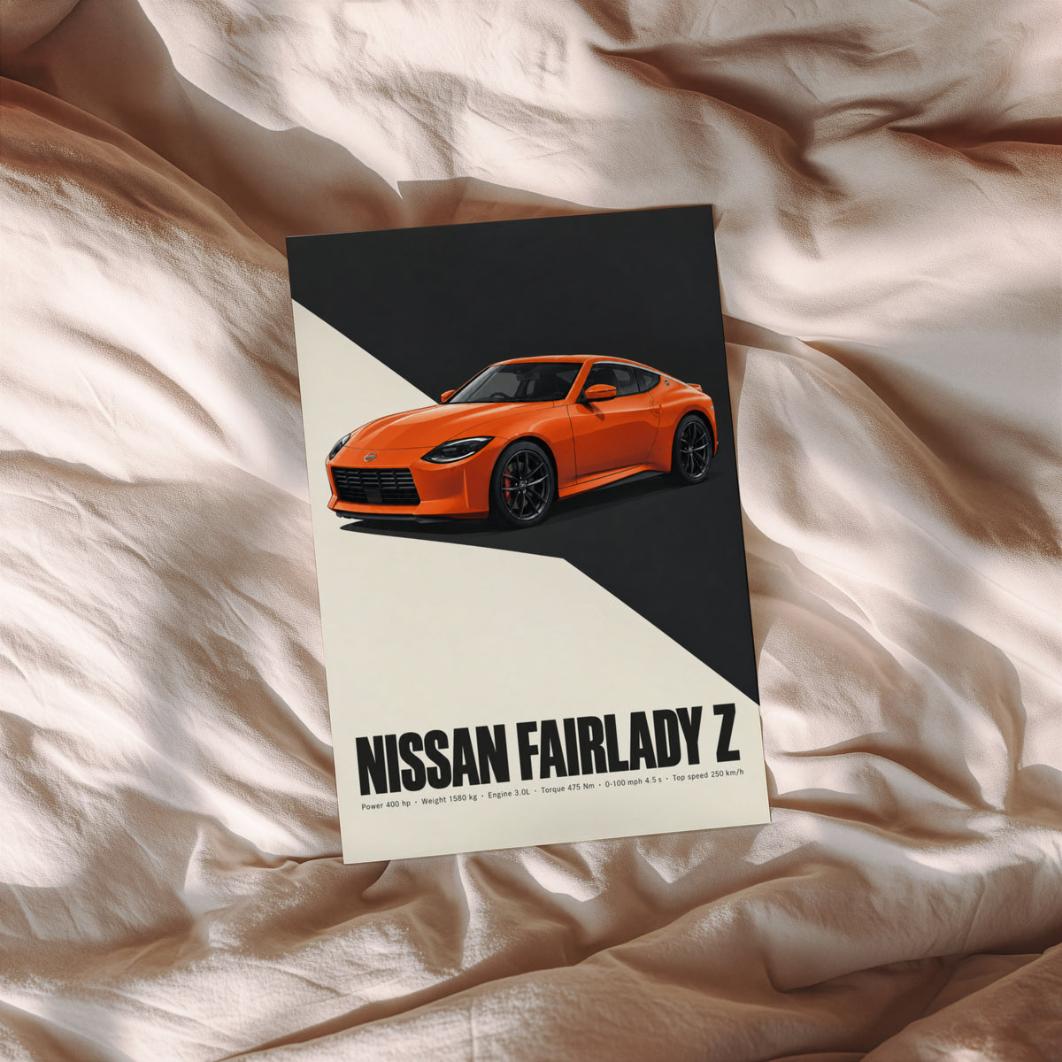 Vintage Nissan Fairlady Z Print, Orange Sports Car