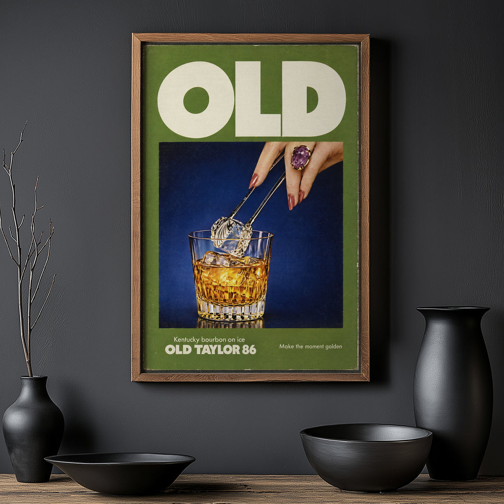 Vintage Bourbon Whiskey Poster, Retro Bar Wall Art Print