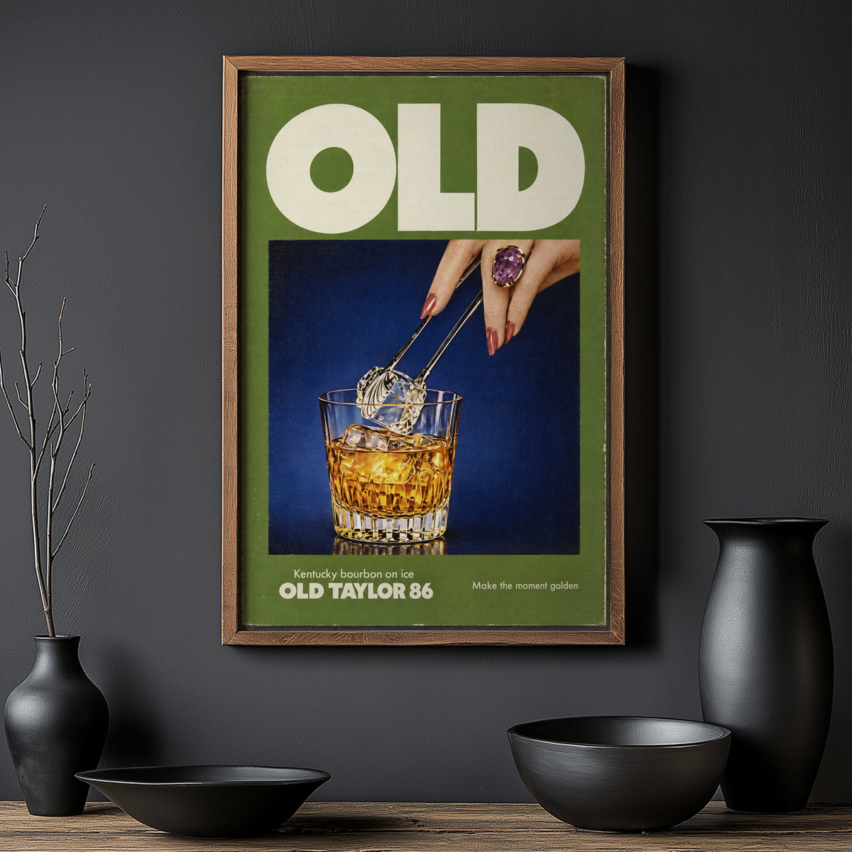 Vintage Bourbon Whiskey Poster, Retro Bar Wall Art Print