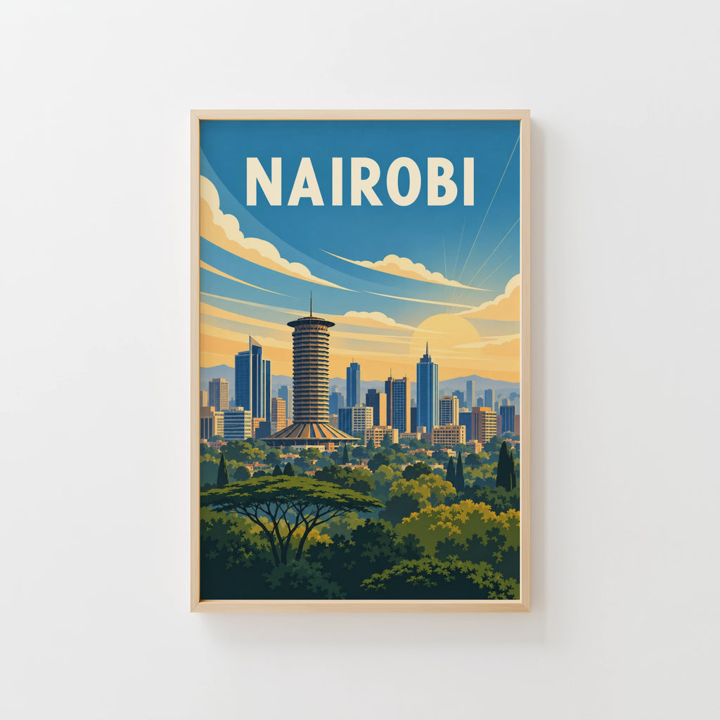 Vintage Nairobi Kenya Poster, Africa Wall Art, City Print