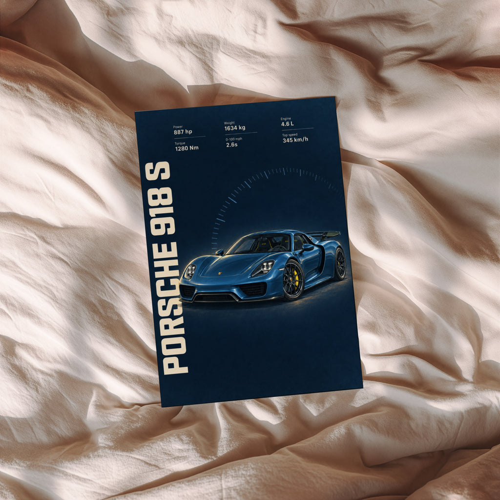 Vintage Porsche 918 S Car Print, Supercar Poster