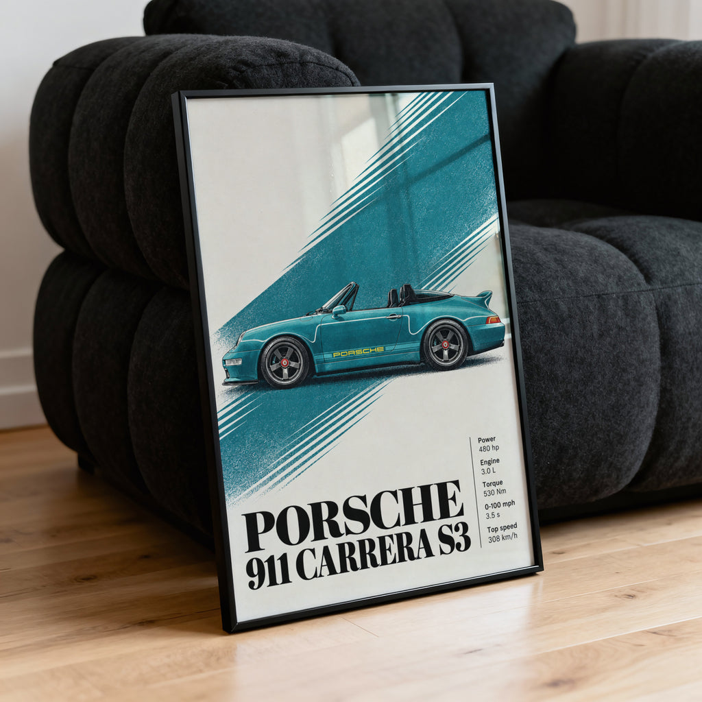 Vintage Porsche 911 Print, Car Wall Art