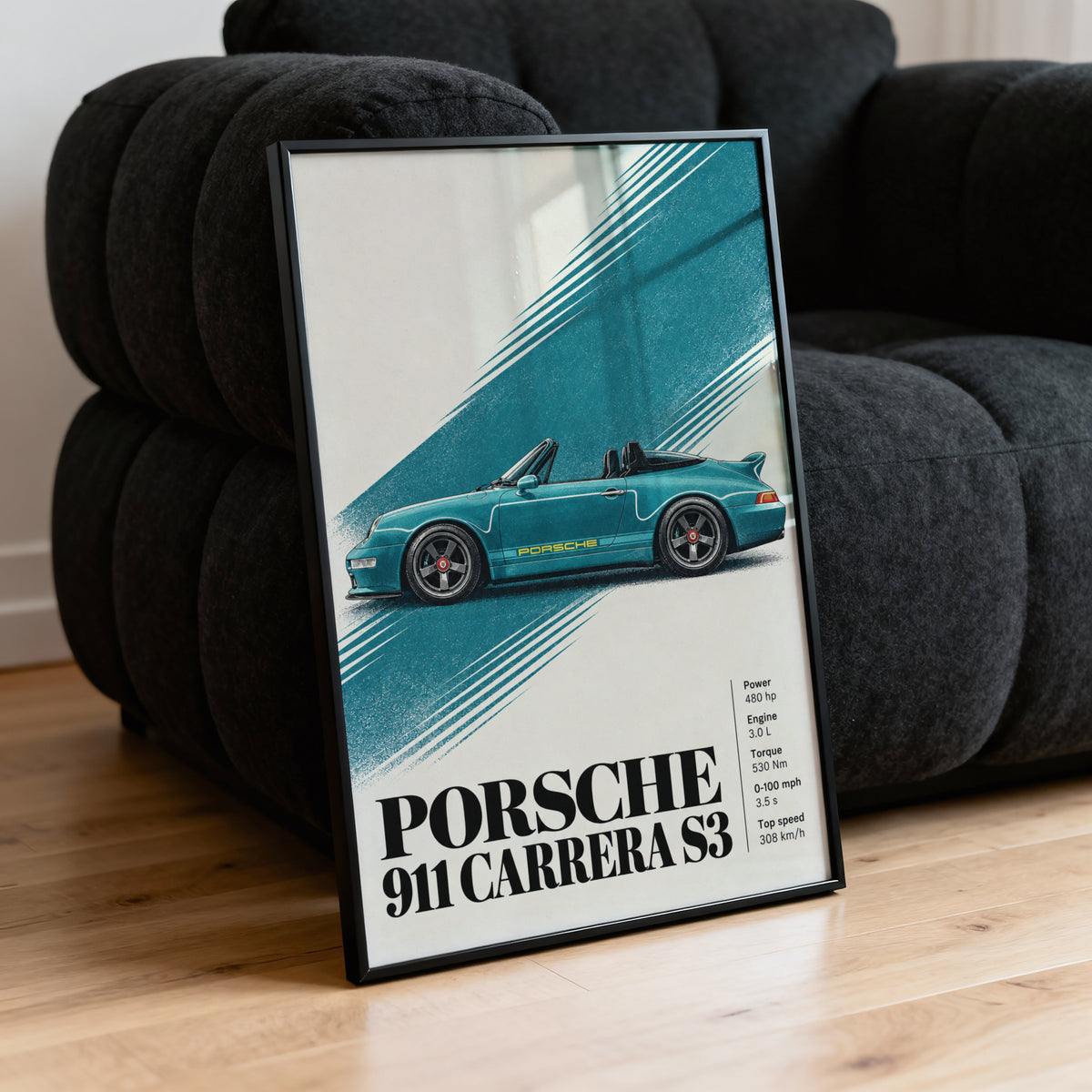 Vintage Porsche 911 Print, Car Wall Art
