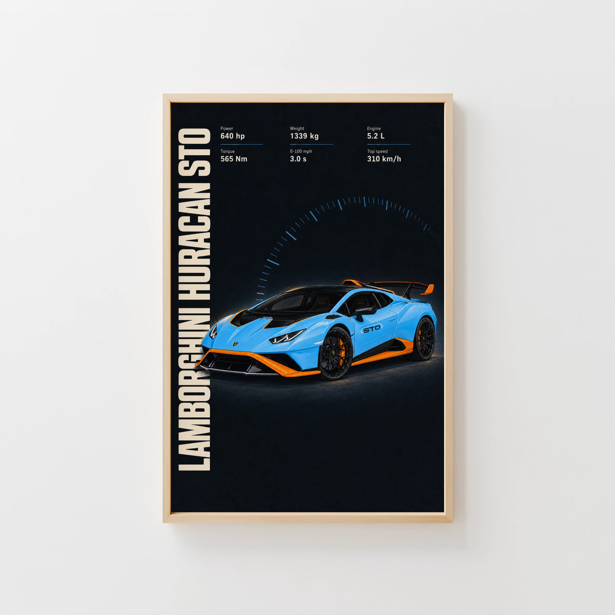 Vintage Lamborghini Huracan STO Print, Supercar