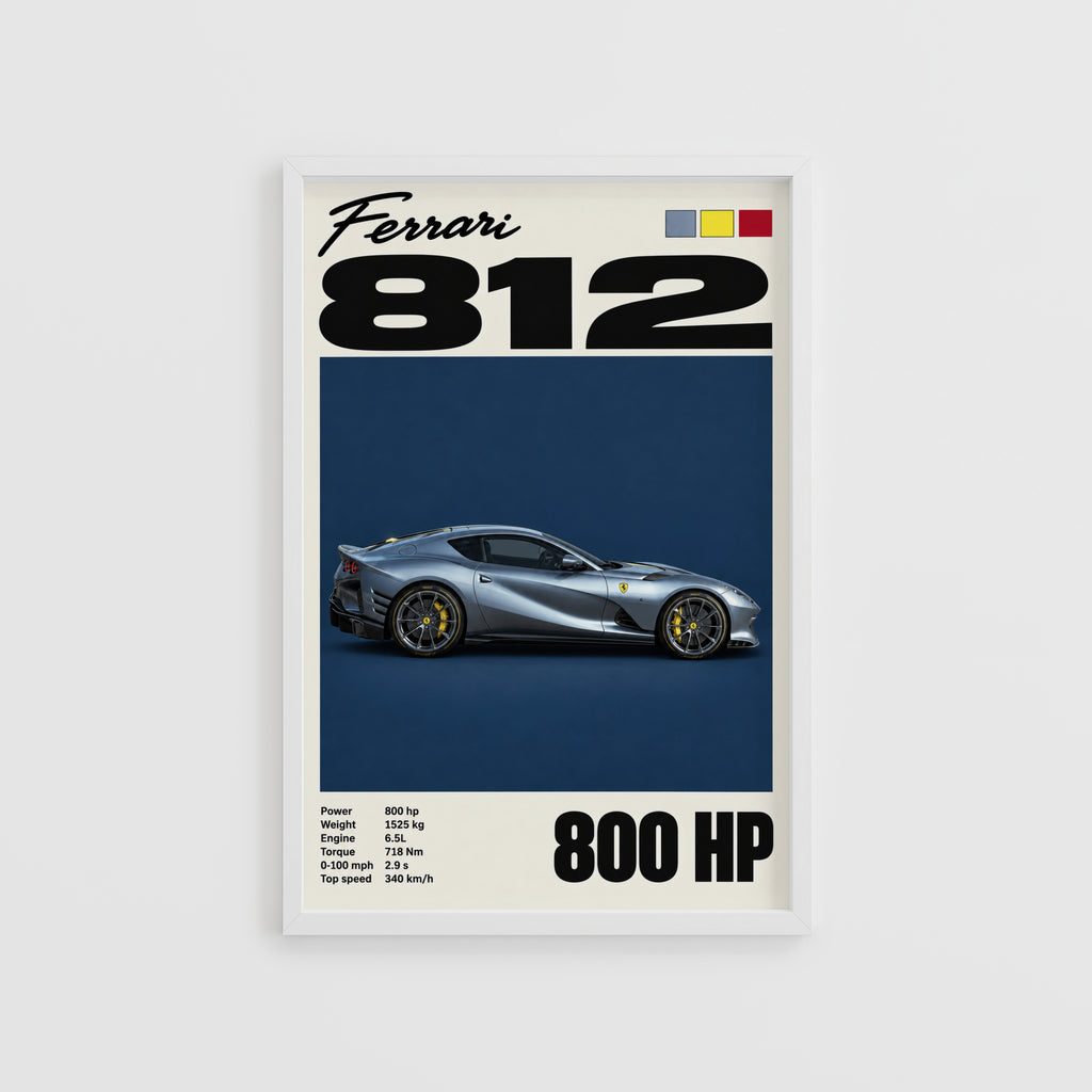 Vintage Ferrari 812 Print, Car Wall Art