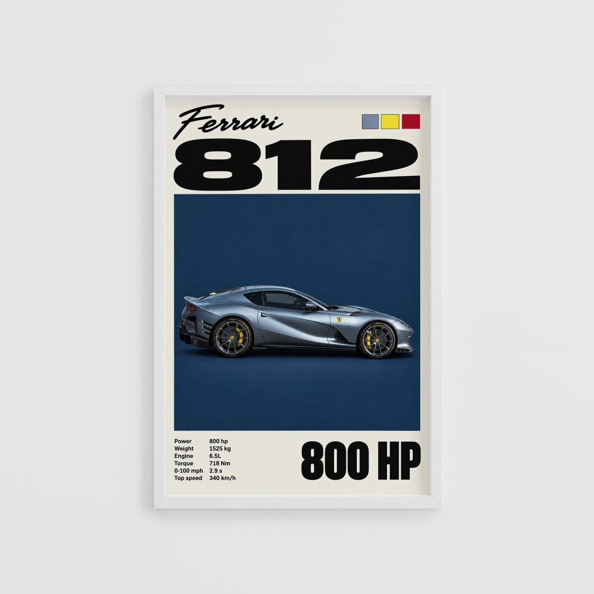 Vintage Ferrari 812 Print, Car Wall Art
