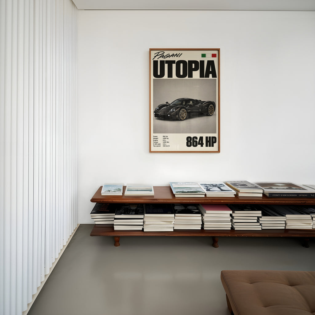 Vintage Pagani Utopia Print, Supercar Wall Art