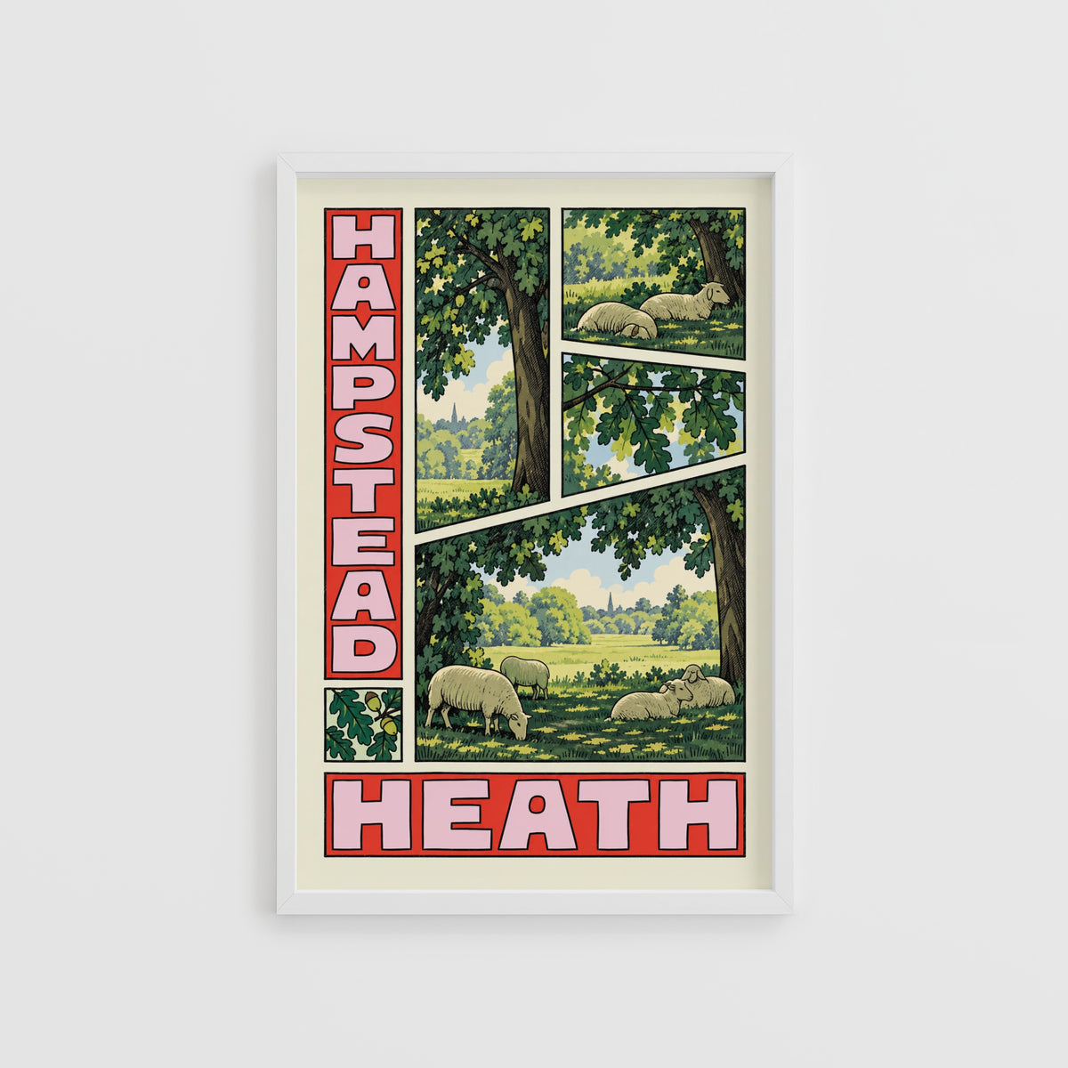 Vintage Hampstead Heath Poster, London Wall Art, Sheep Print