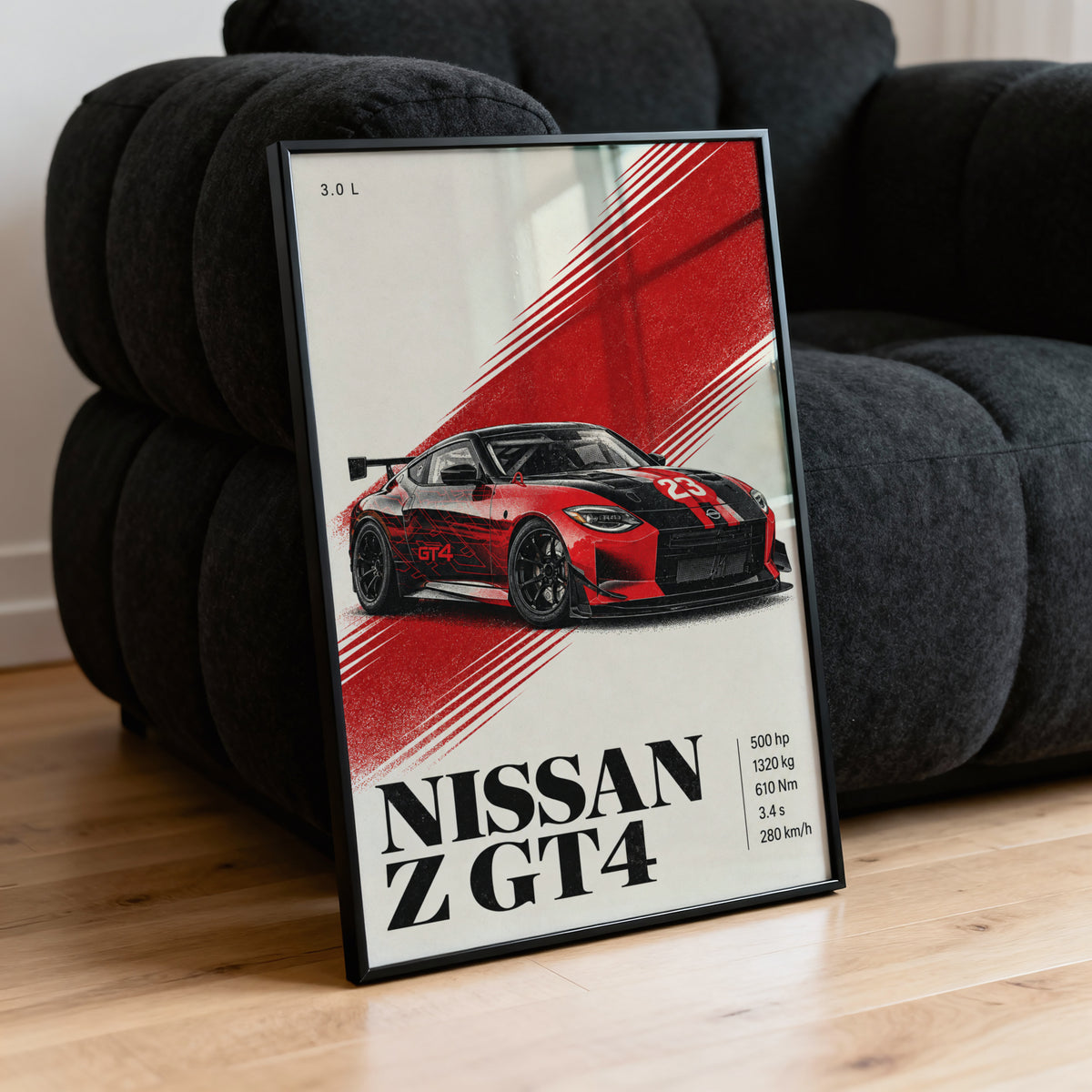Vintage Nissan Z GT4 Print, Racing Car Wall Art
