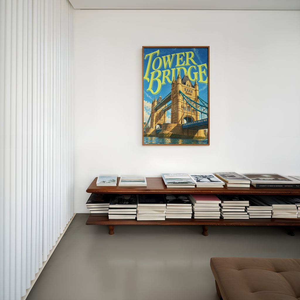 Vintage Tower Bridge London Poster, England Wall Art Print