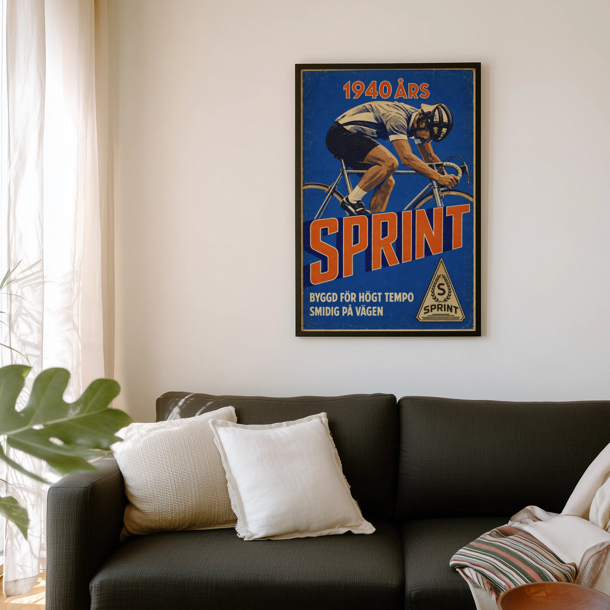 Vintage Cycling Poster, Swedish Racing Bike Print, Wall Art