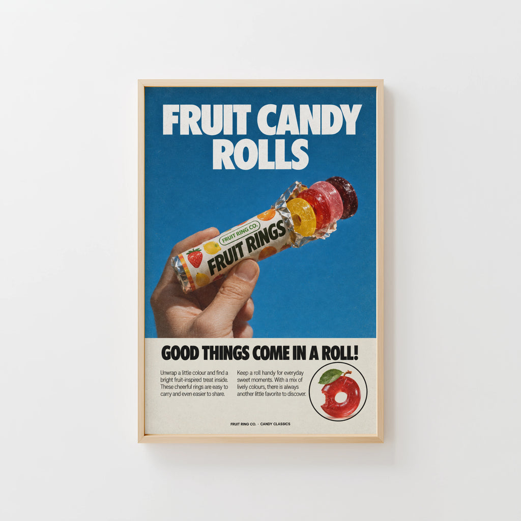 Vintage Fruit Candy Poster, Retro Kitchen Wall Art, Print