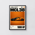 Vintage McLaren MCL38 Print, Supercar Wall Art