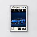 Vintage Lamborghini Revuelto Print, Supercar Wall Art