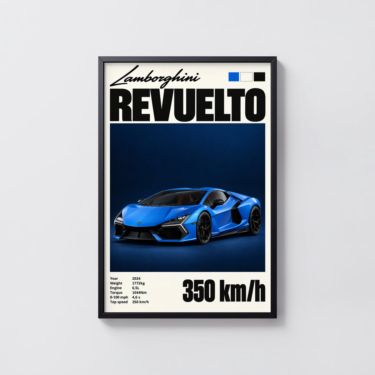 Vintage Lamborghini Revuelto Print, Supercar Wall Art