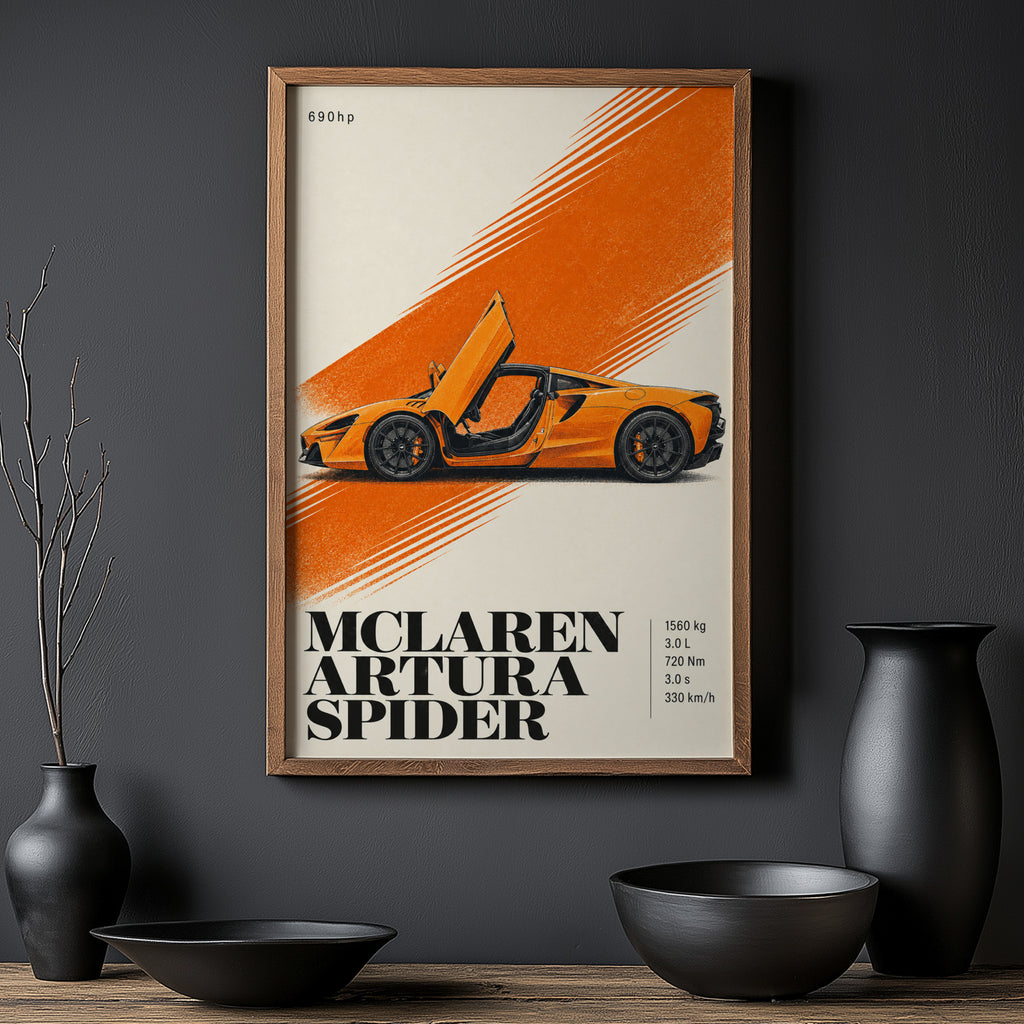 Vintage McLaren Artura Spider Print, Supercar Art