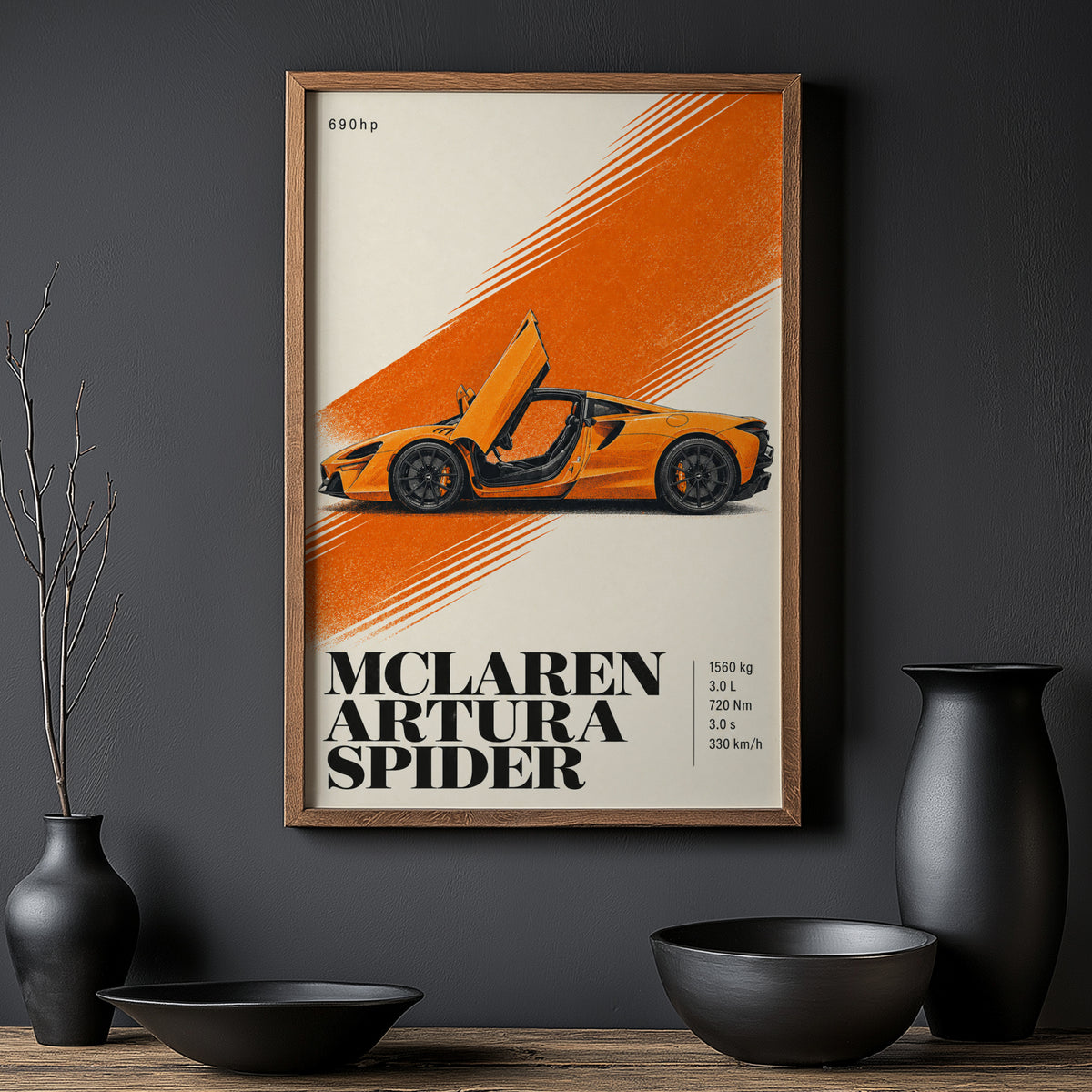 Vintage McLaren Artura Spider Print, Supercar Art