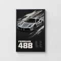 Vintage Ferrari 488 Print, Supercar Wall Art