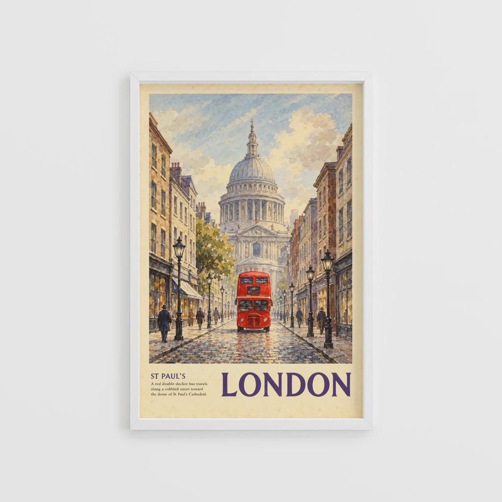 Vintage London Poster, St Paul's Cathedral Wall Art