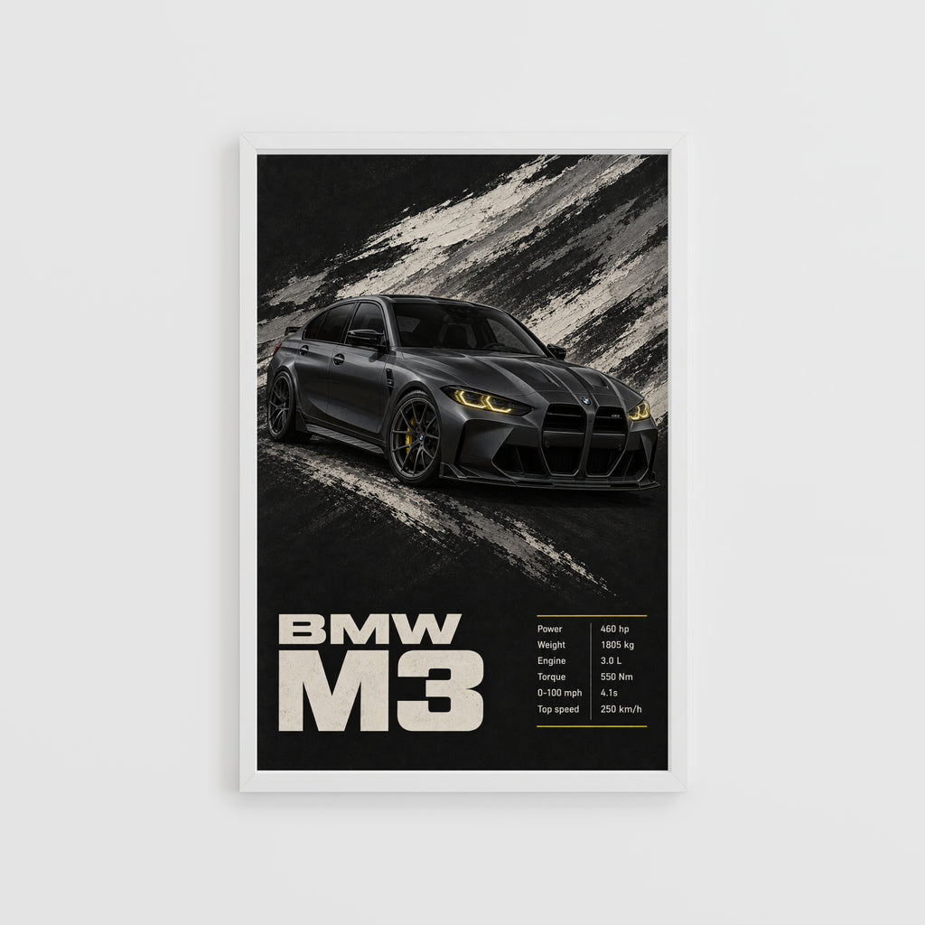 Vintage BMW M3 Car Print, Garage Wall Art