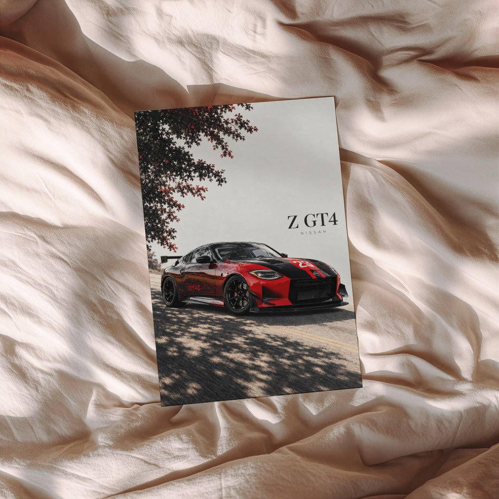 Vintage Nissan Z GT4 Print, Racing Car Wall Art