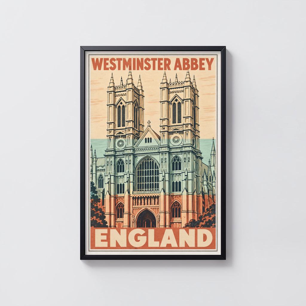 Vintage Westminster Abbey Poster, London Wall Art, Print